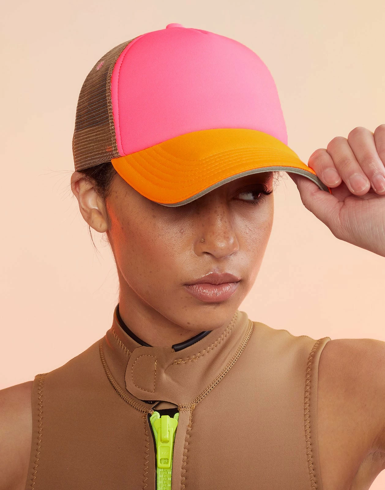 CYNTHIA ROWLEY Colorblock Trucker Hat