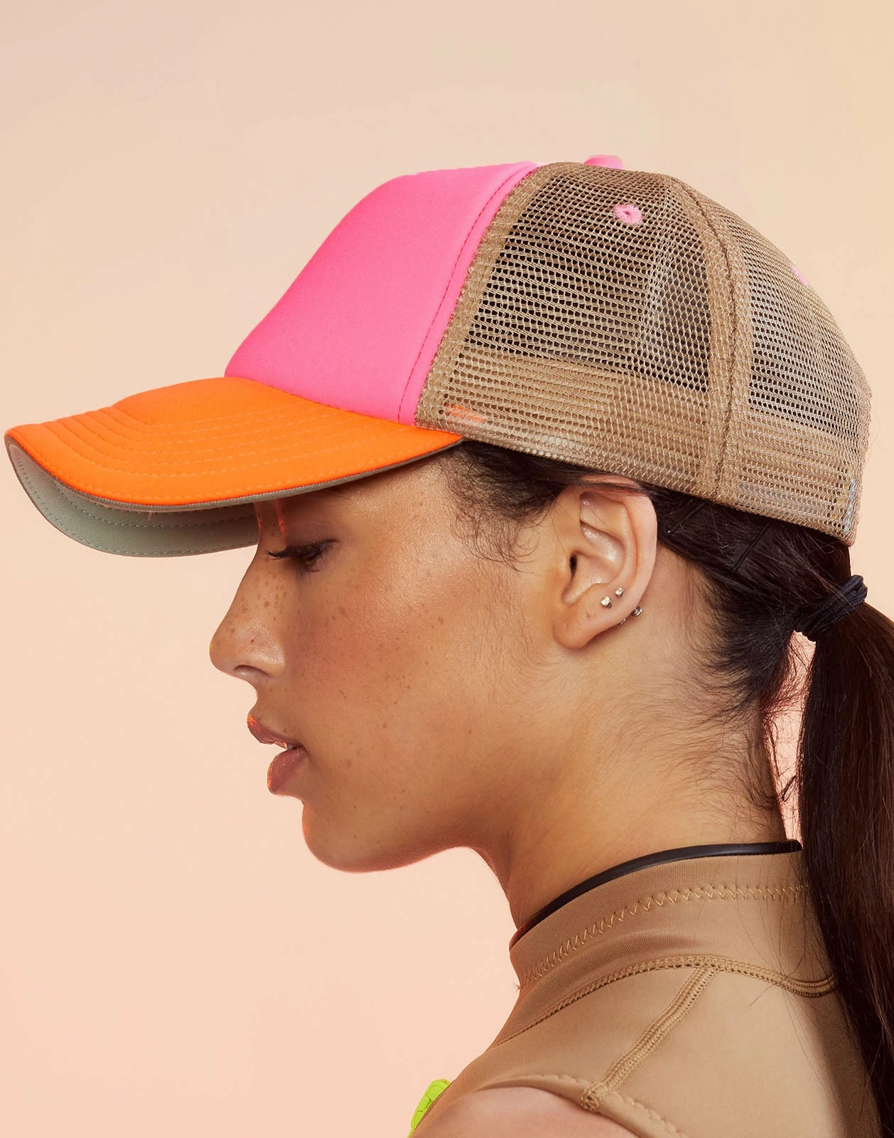 CYNTHIA ROWLEY Colorblock Trucker Hat - Image 3