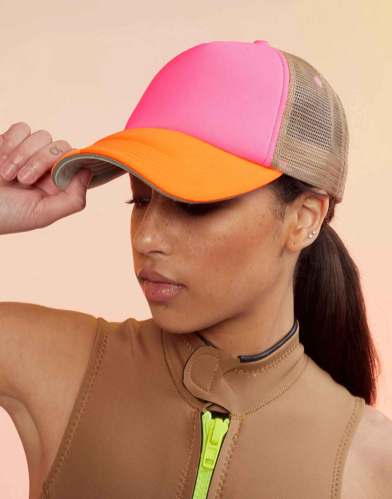 CYNTHIA ROWLEY Colorblock Trucker Hat - Image 2