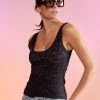 CYNTHIA ROWLEY Crystal Lace Mesh Tank Top