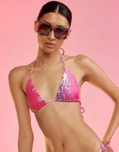CYNTHIA ROWLEY Coral String Bikini Top