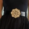 CYNTHIA ROWLEY Gold Flower Buckle Belt