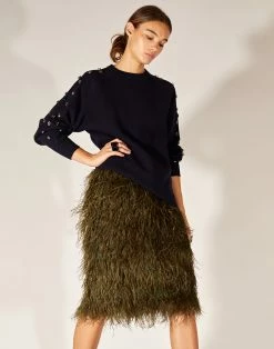 CYNTHIA ROWLEY Midi Feather Skirt