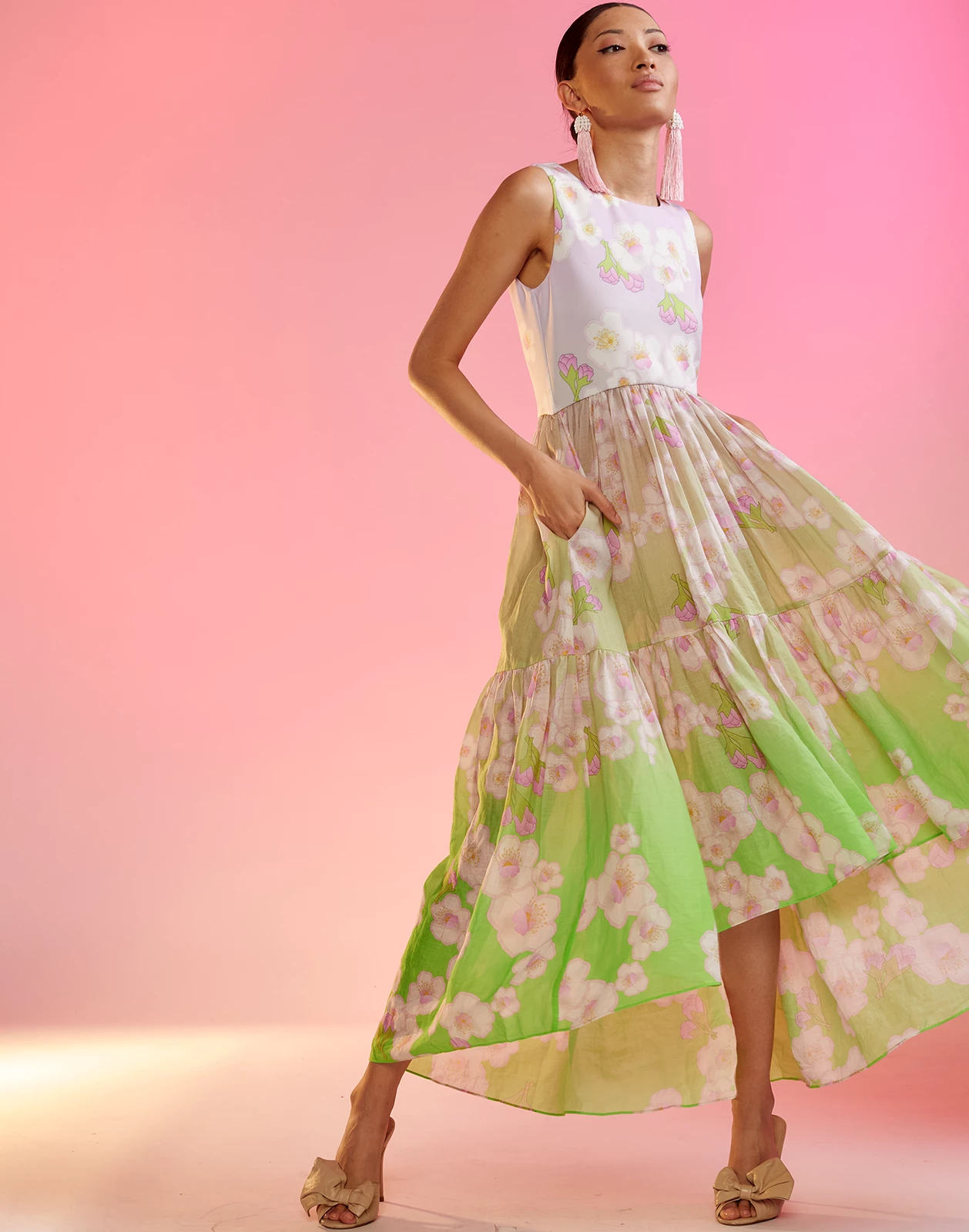 CYNTHIA ROWLEY Ramie Tier Dress - Image 4