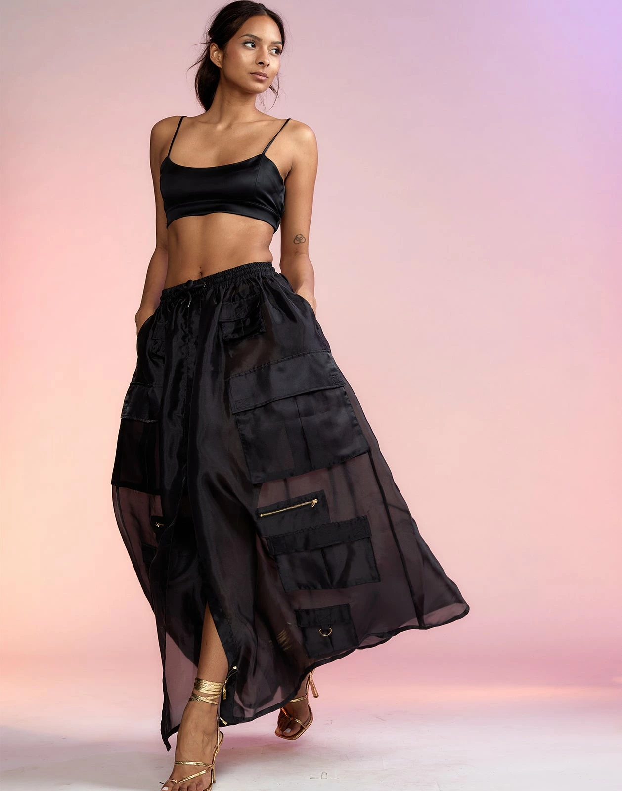 CYNTHIA ROWLEY Organza Cargo Skirt - Image 3