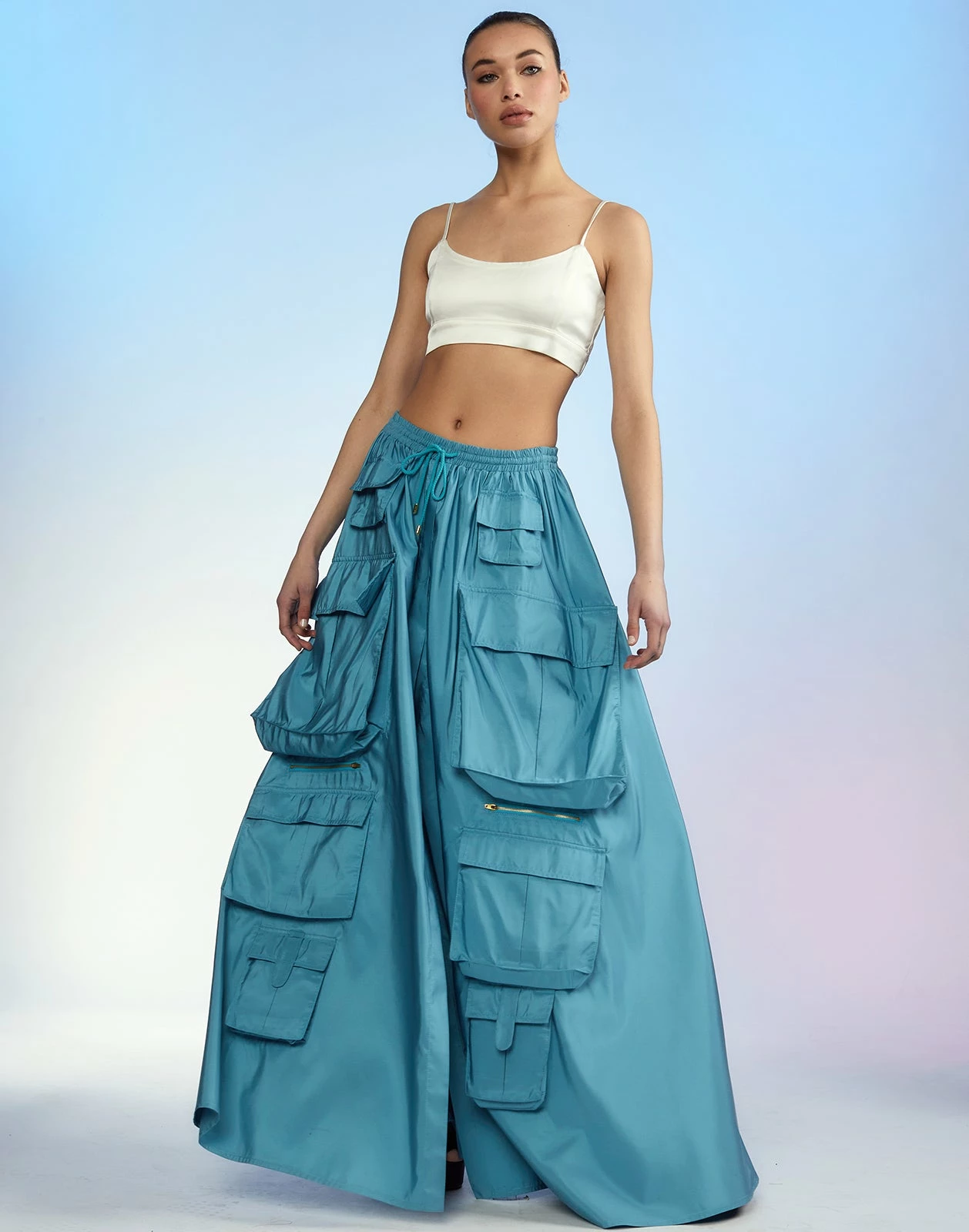 CYNTHIA ROWLEY Taffeta Cargo Skirt - Image 2