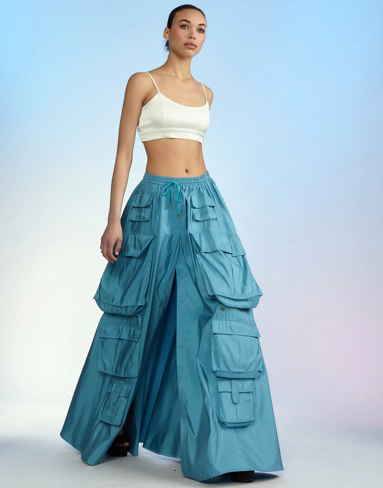 CYNTHIA ROWLEY Taffeta Cargo Skirt - Image 3