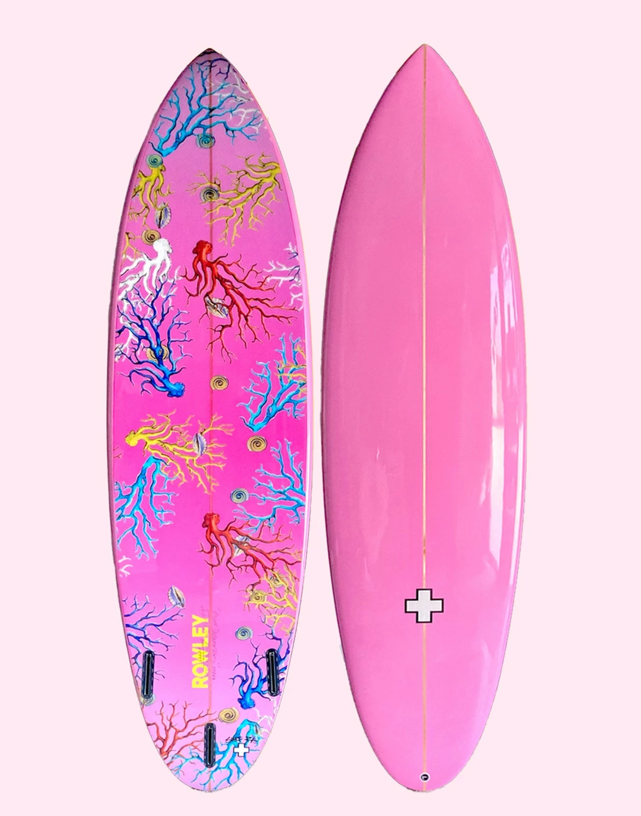 CYNTHIA ROWLEY Custom Short Surfboard - Gradient Corals